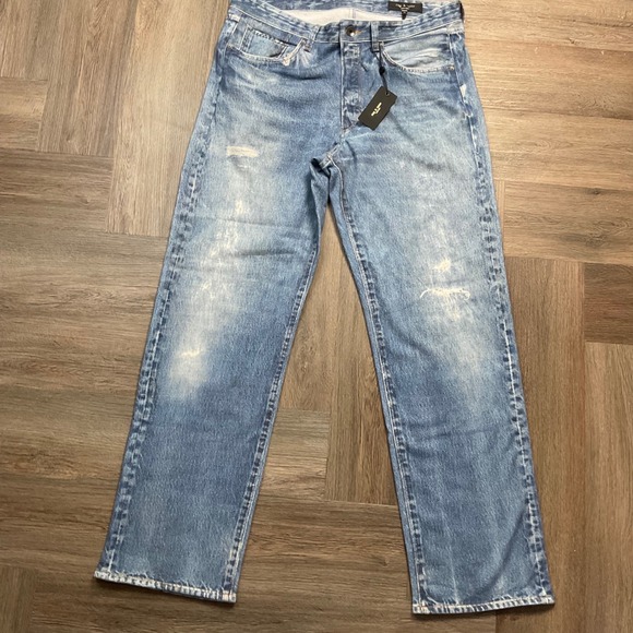 Rag Bone Fit 4 Miramar Jeans Mens 34 Light Wash Blue Faux Denim Greenwood NWT - Picture 4 of 13